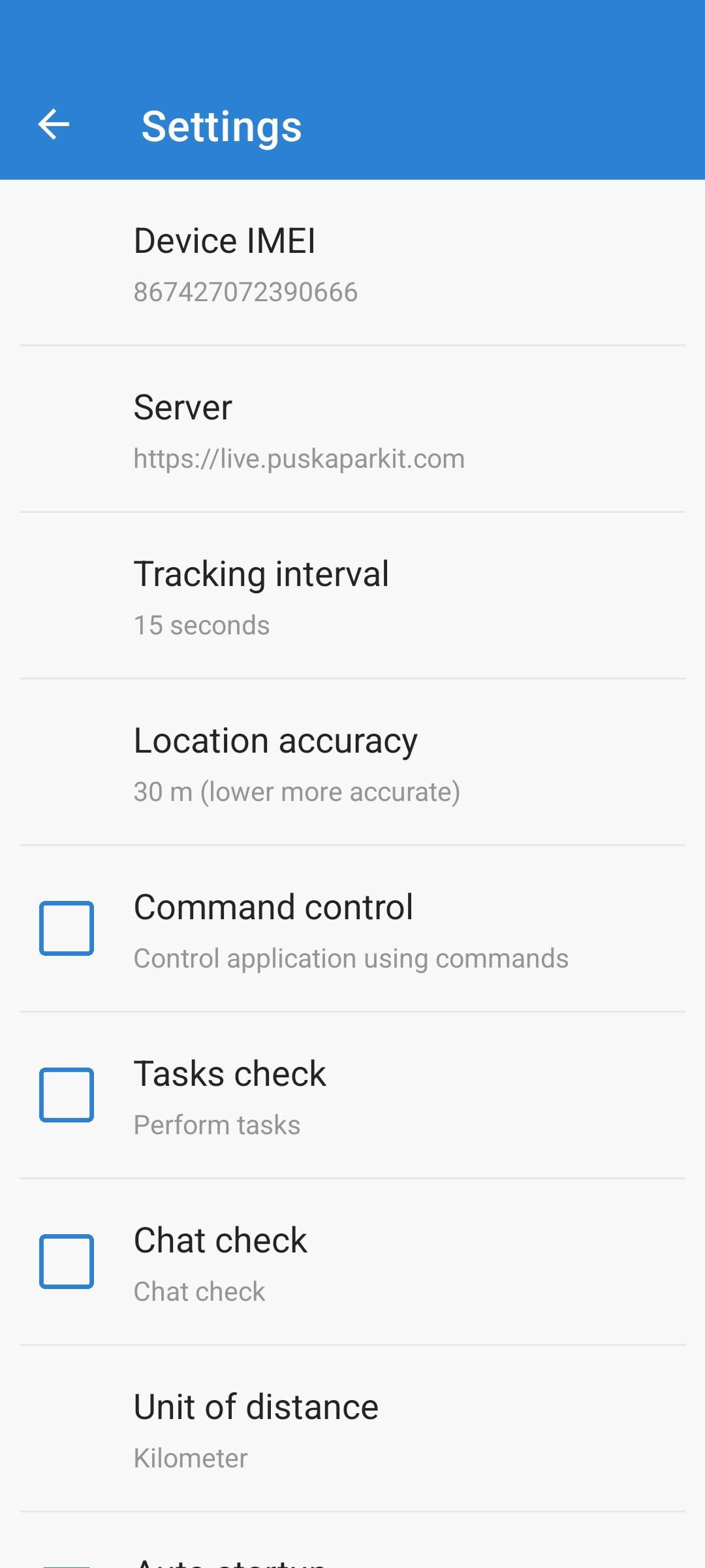 GPS Tracker -asetukset